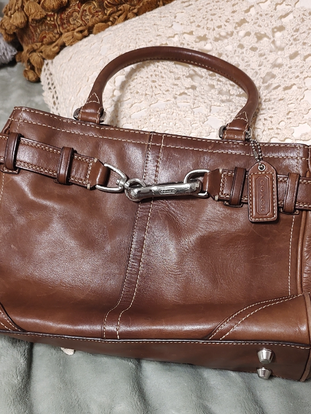 Coach Brown Leather Satchel with Signature Hardware
